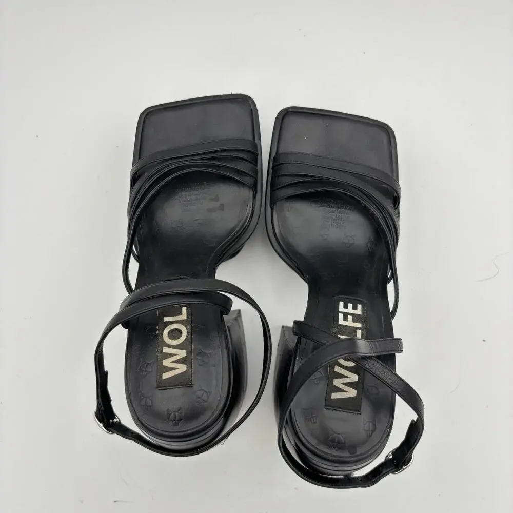 Naked Wolfe Jada Leather Platform Sandals Heels Women's 9 Y2K Brat - Picture 6 of 12
